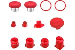 VANPARK Metall-Thumbsticks und Kunststoff-ABXY-Tasten, View-Taste, Menü-Taste, D-Pad, Ersatzteile, Zubehör für Xbox One Elite Series 2 Controller (Modell 1797) (rot)