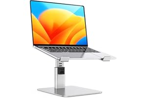 Babacom Soporte Portatil Mesa con 8 Alturas Ajustables, Aleación de Aluminio Elevador Portatil Ergonómico, Ventilado Laptop Stand Compatible con MacBook/Air/Pro, Chrome y Tabletas, 10-16” Plata