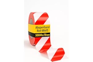 notlok Safety Work – Absperrband Rot Weiß [ 500 M x 70 mm ] aus LDPE | Robustes, wetterfestes Flatterband für BAU & Event | Trassenwarnband mit hoher Sichtbarkeit | reißfest & UV-beständig