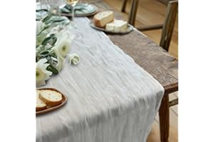 AlaTyche Ivory White Cheesecloth Table Runner,1 PCS,90×300cm Rustic Gauze Fabric Table Runner,Boho Table Runners,Cheese Cloth Centerpiece for Events Wedding Banquet Party Birthday Bridal Decor