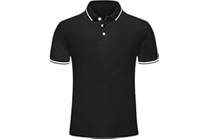 Djtnzdm Polo Homme Noir Manches Courtes Respirant Travail Polo Basic Confortable Casual Eté Fonctionnel Golf Tennis T-Shirt