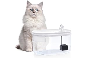 HANBRAMO Fontaine a Eau Chat, Fontaine à Eau pour Chat, Fontaine a Eau Ultra Silencieuse avec 1 Filtre à Charbon Actif, 1 Pompe USB réglable Ultra Silencieuse, Distributeur Eau Chat sans BPA (Blanc, 1,5L)