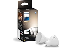 Hue GU10 Spotlight-ljuskällor, 2-pack | Mjukt varmvitt Ljus, Smart LED, 400 lm, 4,2 W, Dimbar, Appstyrning via Bluetooth, Smart Hem