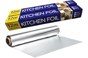 QBL® Tin Foil Roll (300MM x 12M 2 Packs) Aluminium Kitchen Foil Roll | Non-Stick Aluminium Foil for Wrapping, Grilling & BBQ | Silver Foil Kitchen Cooking Foil