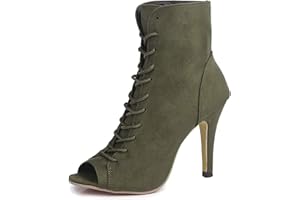 Minetom Femmes Sandales Sexy Escarpins à Talons Hauts Été Peep Toe Stiletto Chaussures Chic Bandage Creux Lacets Bottes Courtes Bottines