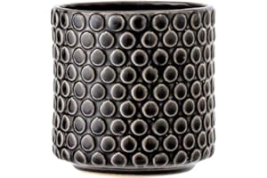 Nordring Ceramic Flower Pot Dotty - colorful Planter, Pot for plants, sukkulents Size M (12,5 cm ø) Dia 5'' H 5'', Stoneware, black