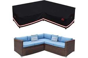 Turtle Life Funda para sofá de jardín en forma de V, impermeable, para salón de esquina, color negro, 228 x 86 x 86 cm