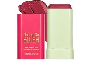 SHEFAVE Lippenstift Blusher Stick, 3-in-1 Creme Blush für Lippen Wange Auge, Wasserdichter leichter Blush Stick, Creme Bronzer Creme Blusher Feuchtigkeitsspenden und aufbauende Blush für Make-up (Rot)