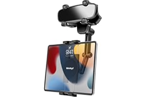 woleyi Car Rearview Mirror Tablet Holder [Rotatable & Retractable] Truck Rear View Mirror Clip Phone Tablet Mount Upgraded 4 Corners for Pro Air Mini, iPhone, Galaxy Tab, 4-11" Devices