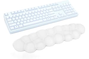 ELZO Ulepszona podkładka pod nadgarstek do klawiatury w chmurze, skóra PU, antypoślizgowa podstawa, pianka z pamięcią kształtu o wysokiej gęstości, do komputera, laptopa, Maca, gier, biura, łagodzenie