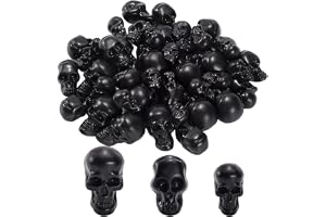 GORGECRAFT 50 st svart dödskalle i 3 storlekar, ministil, döskalle, statyett, huvud, halloween, skeletthuvud, halloween, mikrolandskap, skämtmotiv, hemsökta tillbehör för hantverk, bords- och bardekor