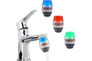 PEIXIONG Paquete de 3 filtros de montaje en grifo, filtro de agua para grifo de fregadero, filtro de filtro purificador de agua de carbono, cartucho de filtro para el hogar, cocina, metales pesados, agua dura