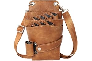 ‎DHONGF Dhongf Friseurtasche Werkzeugtasche leder Friseur Taschen tasche Kamm Schultergürtel Scheren Haarspangen Kämme Sprühflasche usw kann platziert werden Elegantes Braun