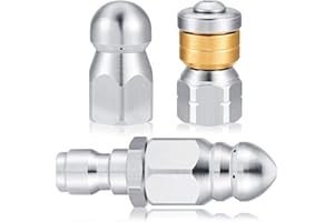 Yerleomit Rohrreinigungsdüse Düsen für Hochdruckreiniger Abwasserdüse Rotierende Knopfnase Feste Kanaldüse Ersatz Kit für 1/4 Zoll Hochdruckreiniger Schlauch