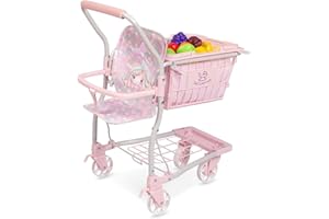 DE CUEVAS TOYS- Chariot avec Porte-bébé Ocean Fantasy DeCuevas Toys 52141, Multicolor,1 caddie style chariot, 1 panier amovible et 1 lot de 12 fruits