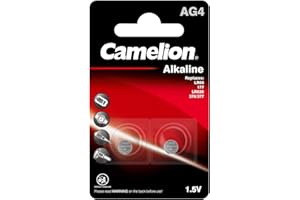 Camelion 12050204 - Alkaline Knopfzellen-Batterie ohne Quecksilber AG4/LR66/LR626/377 mit 1,5 Volt, 2er Set, Kapazität 20 mAh