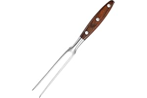luvtree Fourchette à découper robuste en acier inoxydable avec poignée en bois rouge – Idéale pour la dinde, le bœuf, le jambon, les barbecues, les grillades et les rôtis