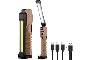 DOITSU Lampada da Meccanico Professionale Lampada da Lavoro Ricaricabile Led Lampada Portatile Officina Magnetica Torcia Auto Luce USB COB 7 Modalità con Base Magnetica e 360 ° Gancio