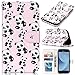 Produktbild CLM-Tech Hülle für Samsung Galaxy J3 (2017) DUOS Wallet Case Tasche Kunstleder - Handy Schutzhülle mit Standfunktion und Kartenfach Flip Cover - Bookstyle Flipcase Panda Muster rosa schwarz weiß