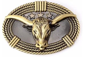LONGCREEK Bull Belt Buckle for Men, Longhorn Bull Belt Buckle, Bull Oval Belt Buckle, Rope Bull Head Belt Buckle, Western Cowboy Belt Buckle, Best Man Belt Buckle, Wedding Belt Buckle Gifts