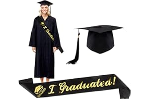 BETESSIN 2 Pcs Student Graduation Hat Cap and Graduate Satin Sash Graduation Hat Sash for Prime Adults Graduation Ceremony Party Favors Decoration Graduated Party Supplies