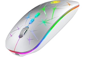 Uiosmuph U11 Bluetooth Mouse Senza Fili, Mouse Wireless 2.4G Ricaricabile Silenzioso Mouse Ottico Wireless con Ricevitore Nano USB per PC/Laptop/Windows (Argento)