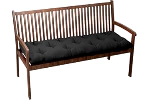 chilly pilley Coussin Matelassé De Banc Coussin De Jardin avec Passants Coussin Assise (140x50x12, Noir)