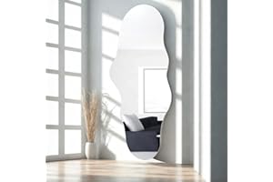 BST FURNH Espejo de Cuerpo Entero sin Marco, 120 x 59 cm, Forma Irregular, Blanco - para Dormitorio, baño, salón, tocador y Pared