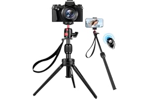 JOILCAN Mini statyw do aparatu, przenośne statywy biurkowe ze stopu aluminium z regulowaną głowicą kulową 360°, ręczny statyw do iPhone'a, aparatu Canon G7X Mark & Sony, obciążenie 4 kg