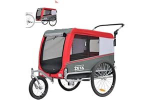 PAPILIOSHOP Zeta - Remolque para bicicleta, cochecito de transporte para perros y animales (rojo, L)