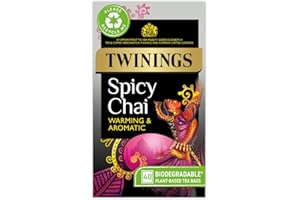 Twinings Spicy Chai Tea Warming & Aromatic Black Tea Spices of Cinnamon, Clove & Ginger with Assam Tea Base, 40 Biodegradable Tea Bags