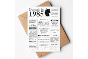 VP-DSGN Geburtstag - 1985 - Postkarte Zeitungsartikel Fakten zum Jahrgang - Deko Geschenkideen zum Geburtstag, Mann Frau - damals in 1985