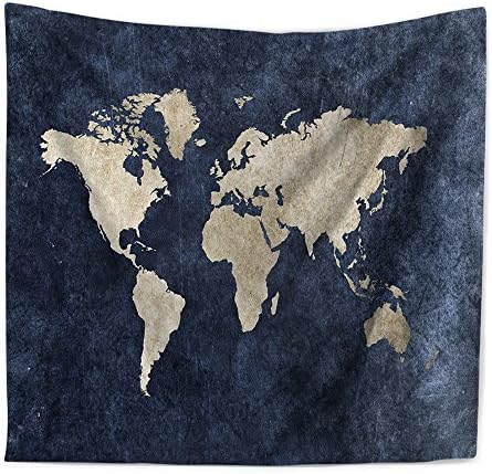 Yakey World Map Tapestry Leightweight Polyester Abstract Art Wall Hanging for Living Room ,Bedroom ,Dorms Home Décor Accessary(Map 1,50"x60")
