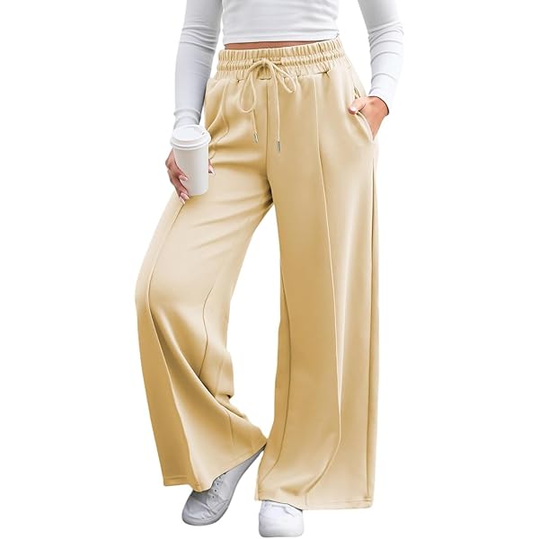 AUTOMET Women's Fleece Lined Sweatpants Baggy Wide Straight - View #6