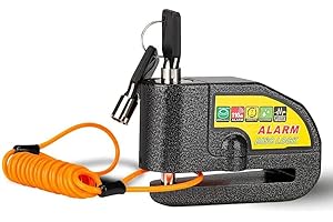 Wevesa Alarm Disc Lock Motorcycle Disc Brake Lock Waterproof 110 db Alarm Sound Theft Prevention Security Wheel Disk Lock with 6mm Pin and 1.5M Reminder Cable for Motorcycles Scooter Bicycles(Black)