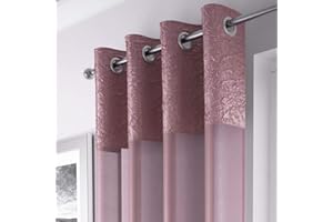 MIRABEL CURTAINS Elegant Madeira Ring Top Voile Curtain Panel - Blush Pink (53" Wide x 90" Drop)