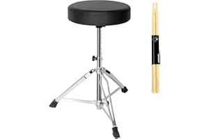 AKOZLIN Drum Throne Drum Stool Padded Seat, 15'-21.6' Height Adjustable Round Top Drum Chair with Sturdy Tripod Base, Anti-Slip Feet Foldable for Drummer,Percussion,Keyboard Players