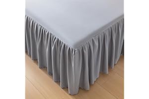 Surwin Betthusse Bettrock, Klassische Volltonfarbe Alles Inklusive Spannbettlaken mit Rüschen, Elastische Tagesdecke, Mikrofaser Weiche Bettlaken für 45 cm Hohes Bett (Grau,120x200cm)