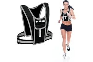 TEDBED Running Vest Phone Holder Reflective Vest Gear Waterproof Phone Pouch Adjustable Safety Waistband Vest with 2 Shoulder Pockets for Men Women Key Motorcycle Jogging Walking Hiking Camping Cycling