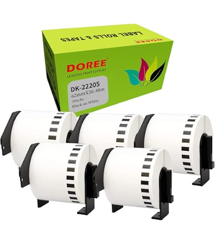 Rouleaux Étiquettes Brother DK 22205 - 10 Pièces Blanc Continues | Compatible QL-700, 710W, 500, 550