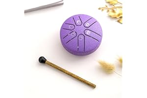 CUNLUNA Buddha Stones Mini Steel Tongue Drum 3 Inch Sound Healing Drum Kit,Mini Handpan Drum, 6 Note Worry Free Drum, Worry-Free Drum, Handpan Drum purple