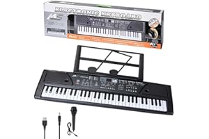 CCARZZI Electronic Keyboard, 61 Keys Electronic Keyboard with Microphone USB Cable for Beginners and 3-12 Kids, Digital Electronic Piano Instrument, Black