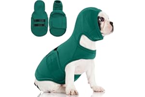 Lelepet Dog Anxiety Vest with Ear Wrap, Soft Pet Hoodie for Thunder Fireworks, Adjustable Dog Calming Coat for Small Dogs, Pets Soothing Shirt with Ear Muff, Green S
