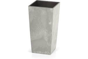 Prosperplast Urbi Square - Macetero de hormigón, diseño de hormigón, 2 en 1, incluye maceta de plástico rectangular (400 mm)