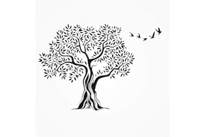 ARTISTIC SPONGE Pochoir réutilisable en PVC réutilisable Motif arbre et oiseaux Taille M 100 x 140 cm