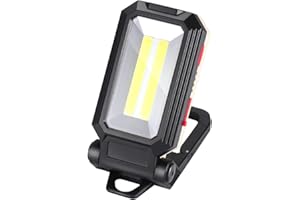 Fyore Lampada da lavoro COB LED da ispezione Torcia impermeabile ricaricabile portatile con base magnetica e gancio per riparazione, officina, uso di emergenza