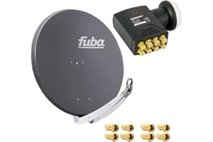 Fuba DAA 850 A Satanlage Set Aluminium Satellitenschüssel in Anthrazit HDTV 3D 4K Deluxe Octo LNB 1 Sat für 8 Teilnehmer