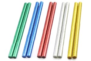 DAQIEPIN Lot de 10 bâtons de colle colorés pour pistolet à colle chaude Ø 11 mm - Lot de 10 bâtons de colle colorés - 7 couleurs différentes - 11 mm x 200 mm