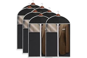 DAWNTREES Garment Bags, Pack of 7 Garment Bag Transparent Full Zipper Suit Bag, 60 x 100 cm,Clear Dust Bags,Used for Closet Clothes Storage.