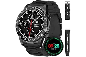 LACZ DENTON Rollstimi Męski smartwatch Bluetooth, nawiązywanie połączeń z dużym ekranem o przekątnej 3.9 cm, IP68, wodoodporny, kompatybilny z systemem Android, iOS, monitorowanie tętna, krok, wojskowe,